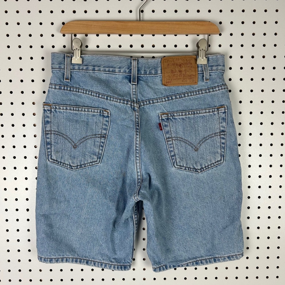 Levis 505 Regular Fit Denim Jean Shorts 31 Waist 90s Y2K High Waist Light Wash